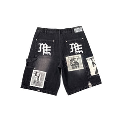 Black “AI” Denim Shorts
