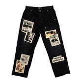 Black “Newspaper” Carpenter Pants