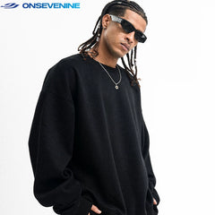 ONSEVENINE Heather Grey Minimalist Crewneck Sweatshirt