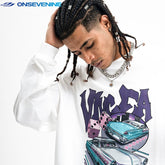 ONSEVENINE Classic Car and Dice Graphic Long-Sleeve Tee