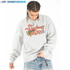 ONSEVENINE Graffiti-Style Lettering Heather Grey Sweatshirt