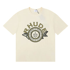 RHUDE Crest & Logo Graphic Print T-Shirt - Cream