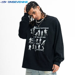 ONSEVENINE "Musical Instrument / Hello Everyone" Long-Sleeve Graphic Tee