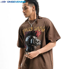 ONSEVENINE Cyber Punk Skull Graphic Tee