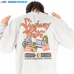 ONSEVENINE Graffiti-Style Lettering Heather Grey Sweatshirt