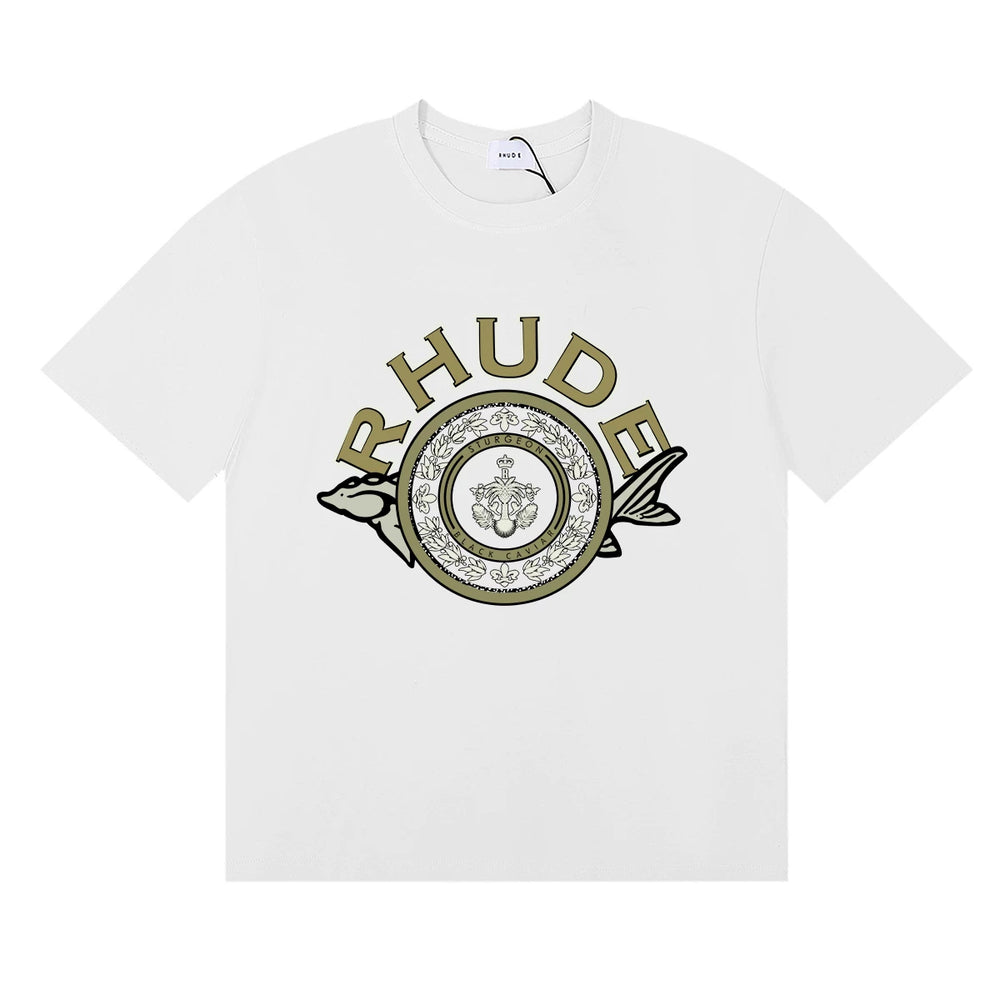 RHUDE Crest & Logo Graphic Print T-Shirt - White