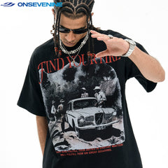 ONSEVENINE "Find Your Fire" Vintage Car Graphic Tee