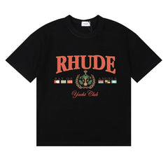 RHUDE "Bay of Angels Yacht Club" Graphic Print T-Shirt - Black