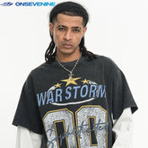 ONSEVENINE "War Storm" Graphic Layered-Effect Tee