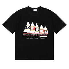 RHUDE "Regatta Racing Champions" Graphic Print T-Shirt - Black