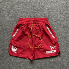 RHUDE Racing Graphic Zip Pocket Athletic Shorts - Red