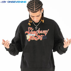 ONSEVENINE Graffiti-Style Lettering Heather Grey Sweatshirt