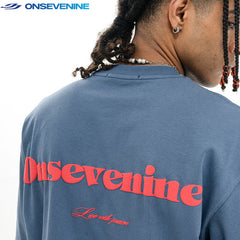 ONSEVENINE "Live with Passion" Blue Lettering White Tee