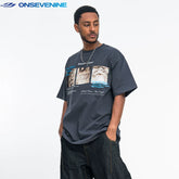 ONSEVENINE Triple-Photo Panel Graphic Tee