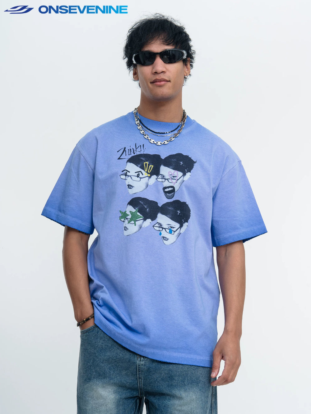 ONSEVENINE Four-Panel Portrait Graphic Tee