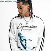 ONSEVENINE "Expression" Cyber-Graphic Long-Sleeve Shirt