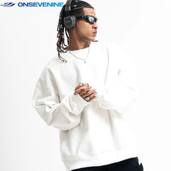 ONSEVENINE Heather Grey Minimalist Crewneck Sweatshirt