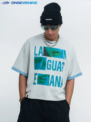 ONSEVENINE "Language" Collage Graphic Tee