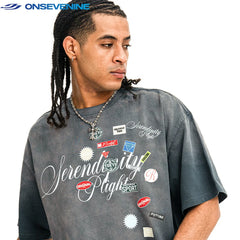 ONSEVENINE "Serendipity Plight" Patchwork Graphic Tee