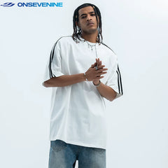 ONSEVENINE Striped Piping Raglan Tee