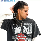 ONSEVENINE "Electric Mayhem" Rock Band Graphic Layered-Effect Tee