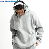 ONSEVENINE Heather Grey Minimalist Pullover Hoodie