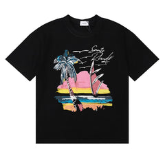 RHUDE Sunset Beach Graphic Print T-Shirt - Black