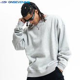 ONSEVENINE Heather Grey Minimalist Crewneck Sweatshirt