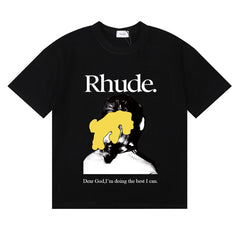 RHUDE "Dear God" Graphic Print T-Shirt - Black
