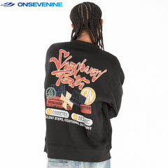 ONSEVENINE Graffiti-Style Lettering Heather Grey Sweatshirt