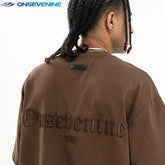 ONSEVENINE Gothic Embroidered Brown Tee