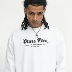 ONSEVENINE "Class Five" Typographic Long-Sleeve Shirt