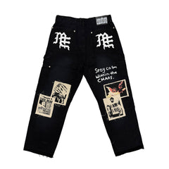 Black “Newspaper” Carpenter Pants