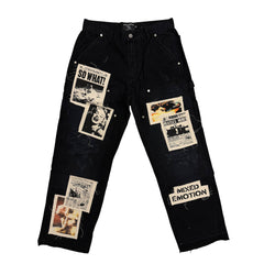 Black “Newspaper” Carpenter Pants