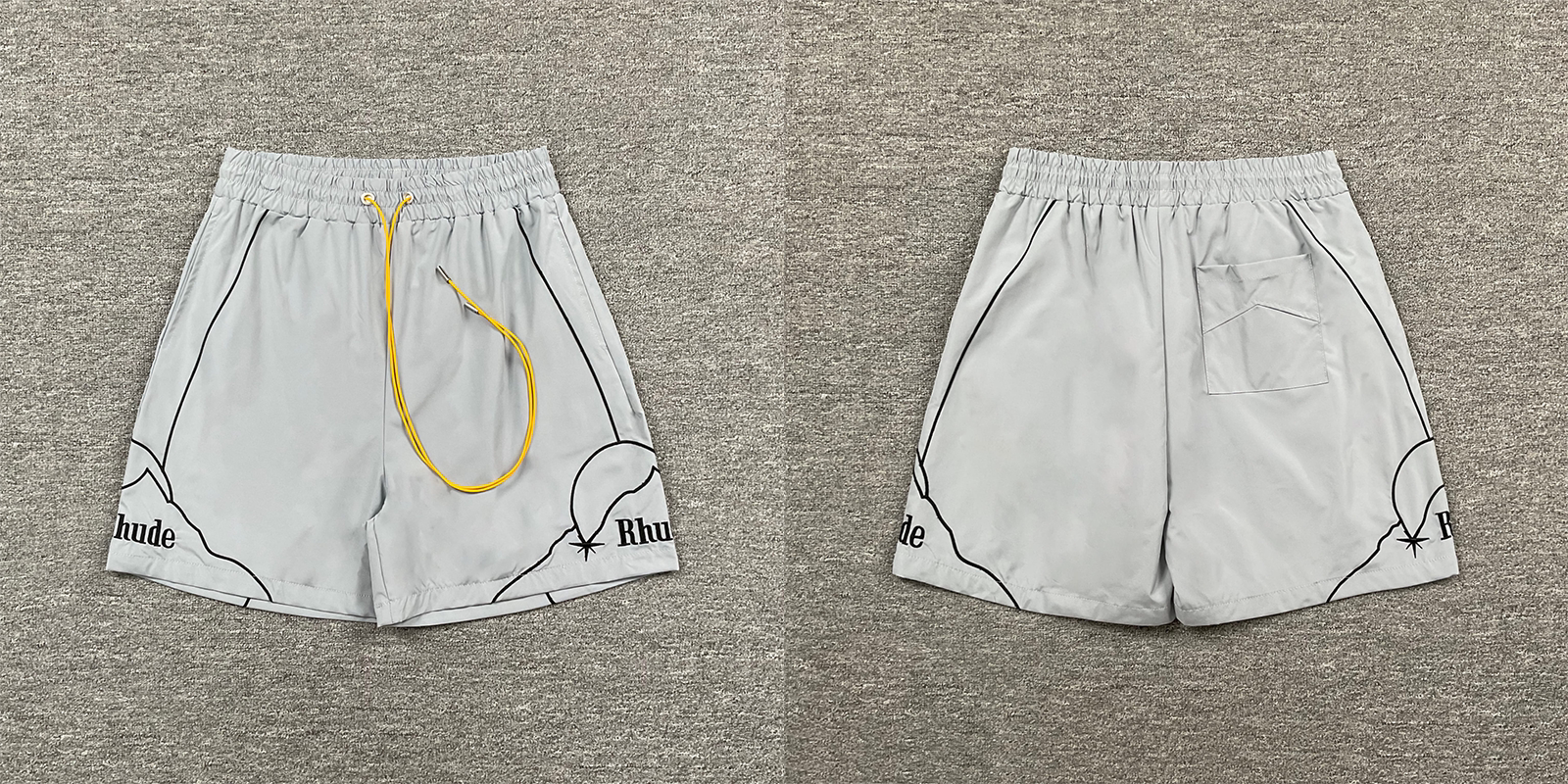 RHUDE Mountain Graphic Athletic Shorts - Light Grey