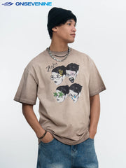 ONSEVENINE Four-Panel Portrait Graphic Tee