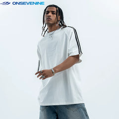 ONSEVENINE Striped Piping Raglan Tee