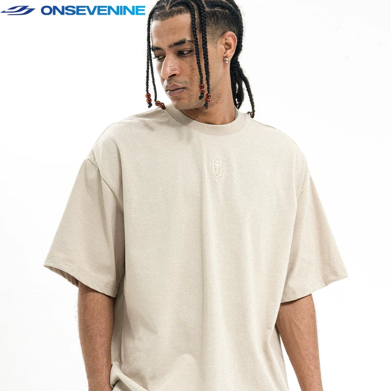 ONSEVENINE Gothic Embroidered Brown Tee