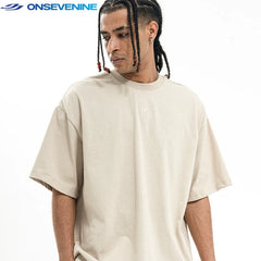 ONSEVENINE Gothic Embroidered Brown Tee