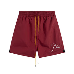 RHUDE Signature Script Logo Athletic Shorts - Burgundy / White