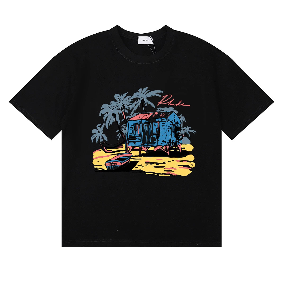RHUDE Island Graphic Print T-Shirt - Black