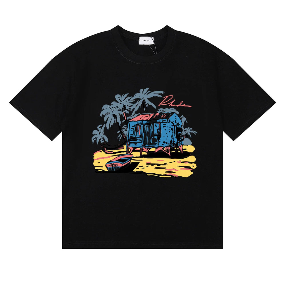 RHUDE Island Graphic Print T-Shirt - Black