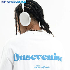 ONSEVENINE "Live with Passion" Blue Lettering White Tee