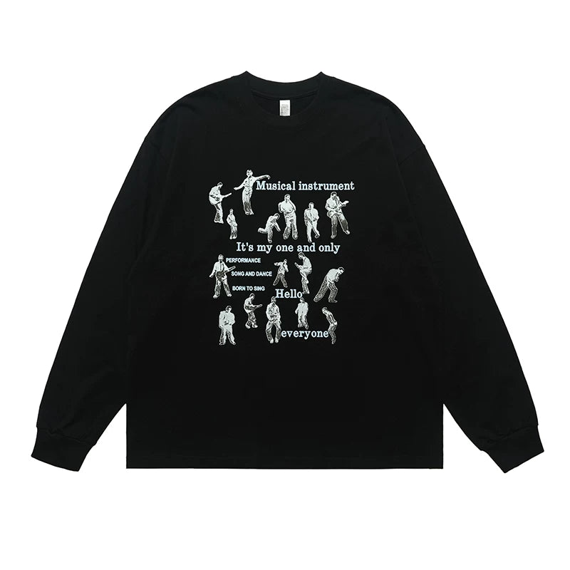 ONSEVENINE "Musical Instrument / Hello Everyone" Long-Sleeve Graphic Tee