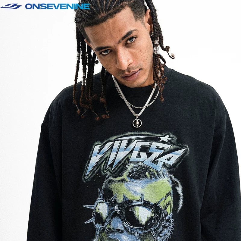 ONSEVENINE "VIVGEA" Spiked-Goggles Graphic Tee