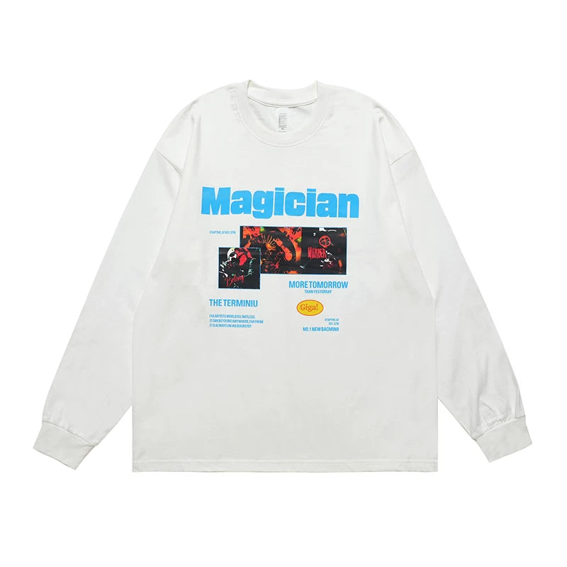 ONSEVENINE "Magician" Collage Graphic Long-Sleeve Tee