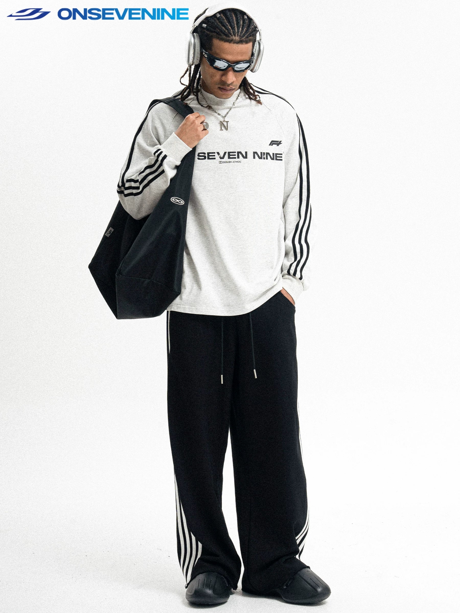 ONSEVENINE Dual-Stripe Branded Long-Sleeve Sweatshirt