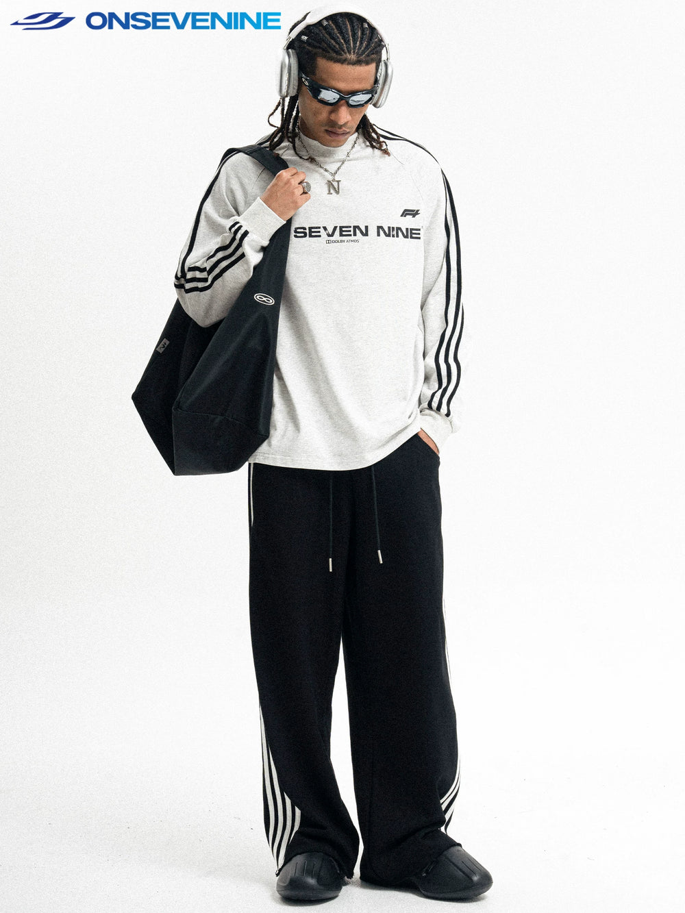 ONSEVENINE Dual-Stripe Branded Long-Sleeve Sweatshirt