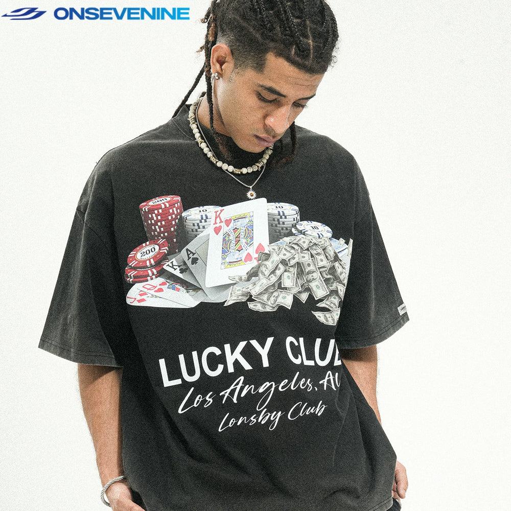 ONSEVENINE "Lucky Club" Casino Graphic Tee