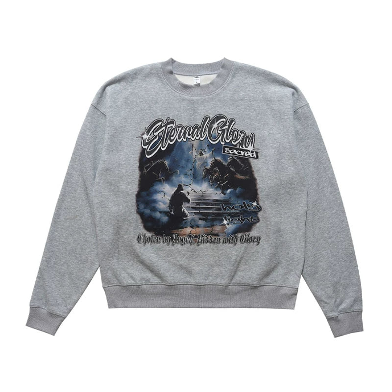 ONSEVENINE "Eternal Glory" Graphic Heather Grey Sweatshirt